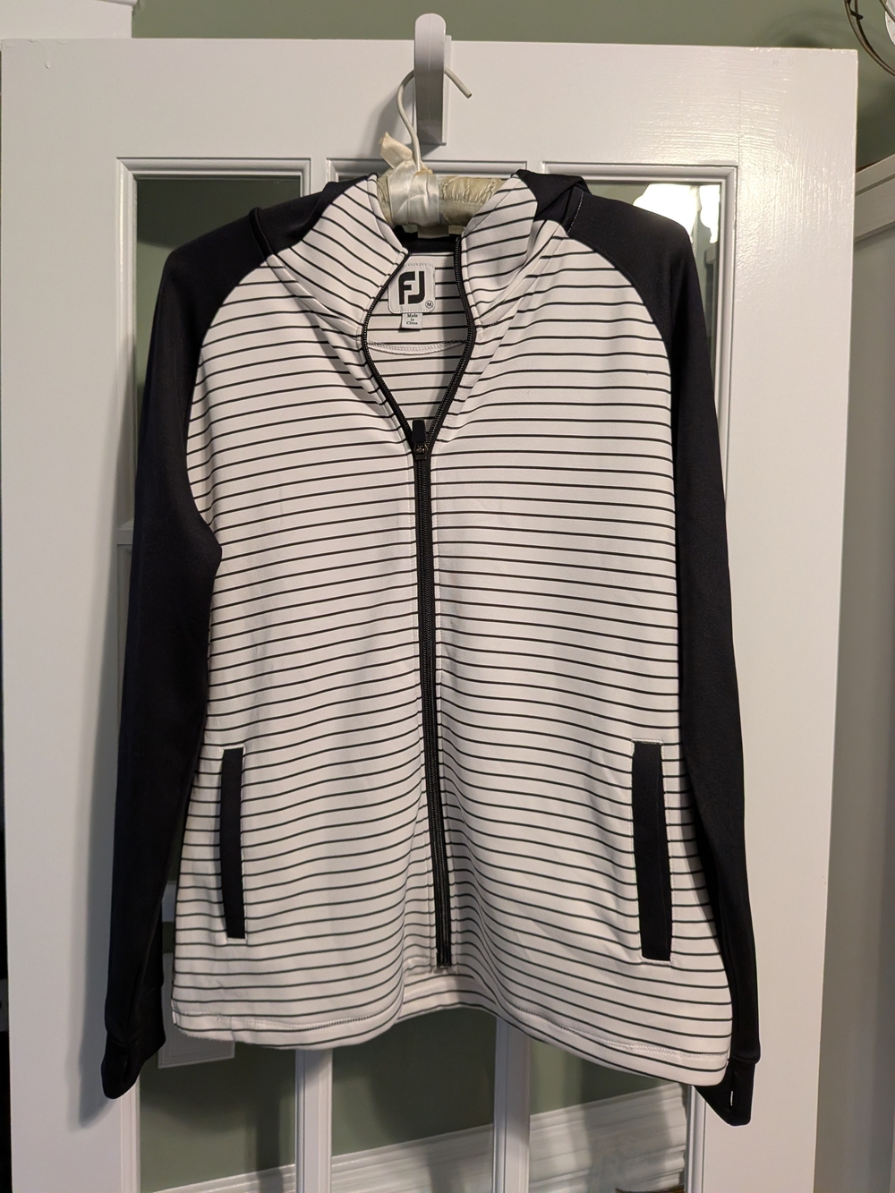 FootJoy Women's Full-Zip Striped Golf Hoodie Size M Flawless